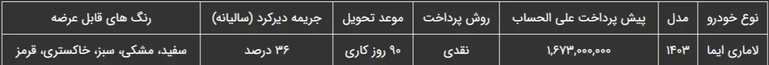 شرایط فروش لاماری ایما