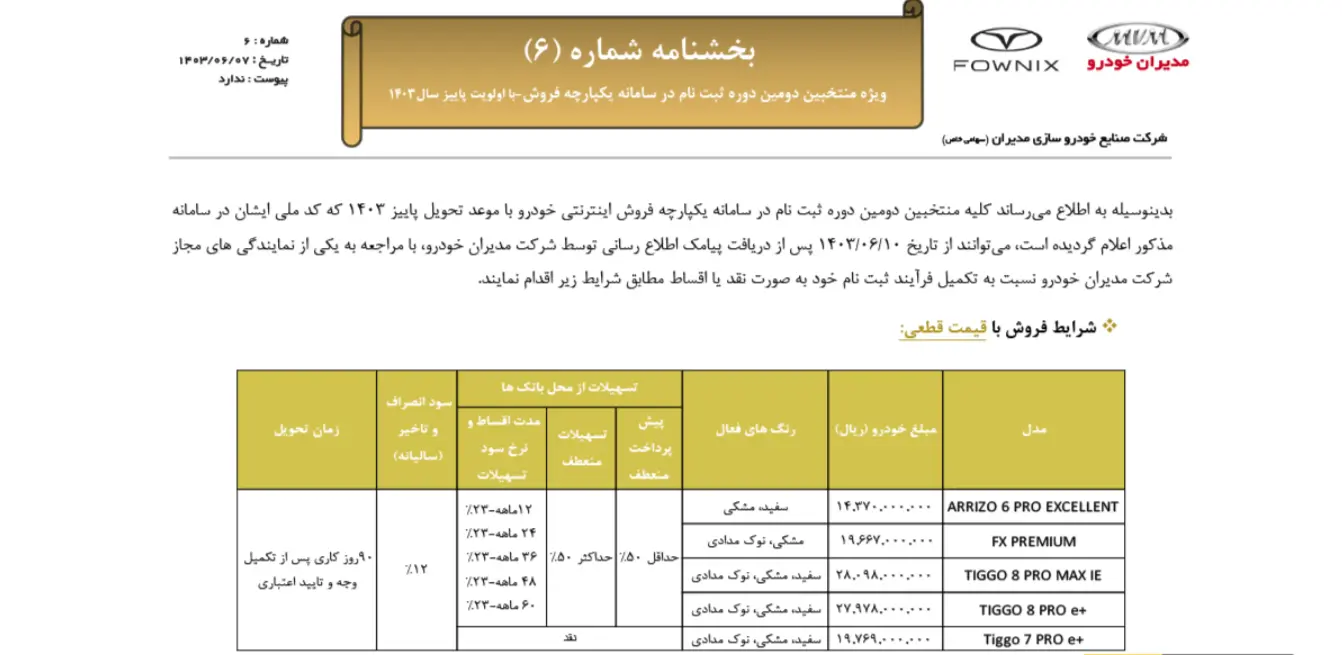 شرایط فروش فونیکس