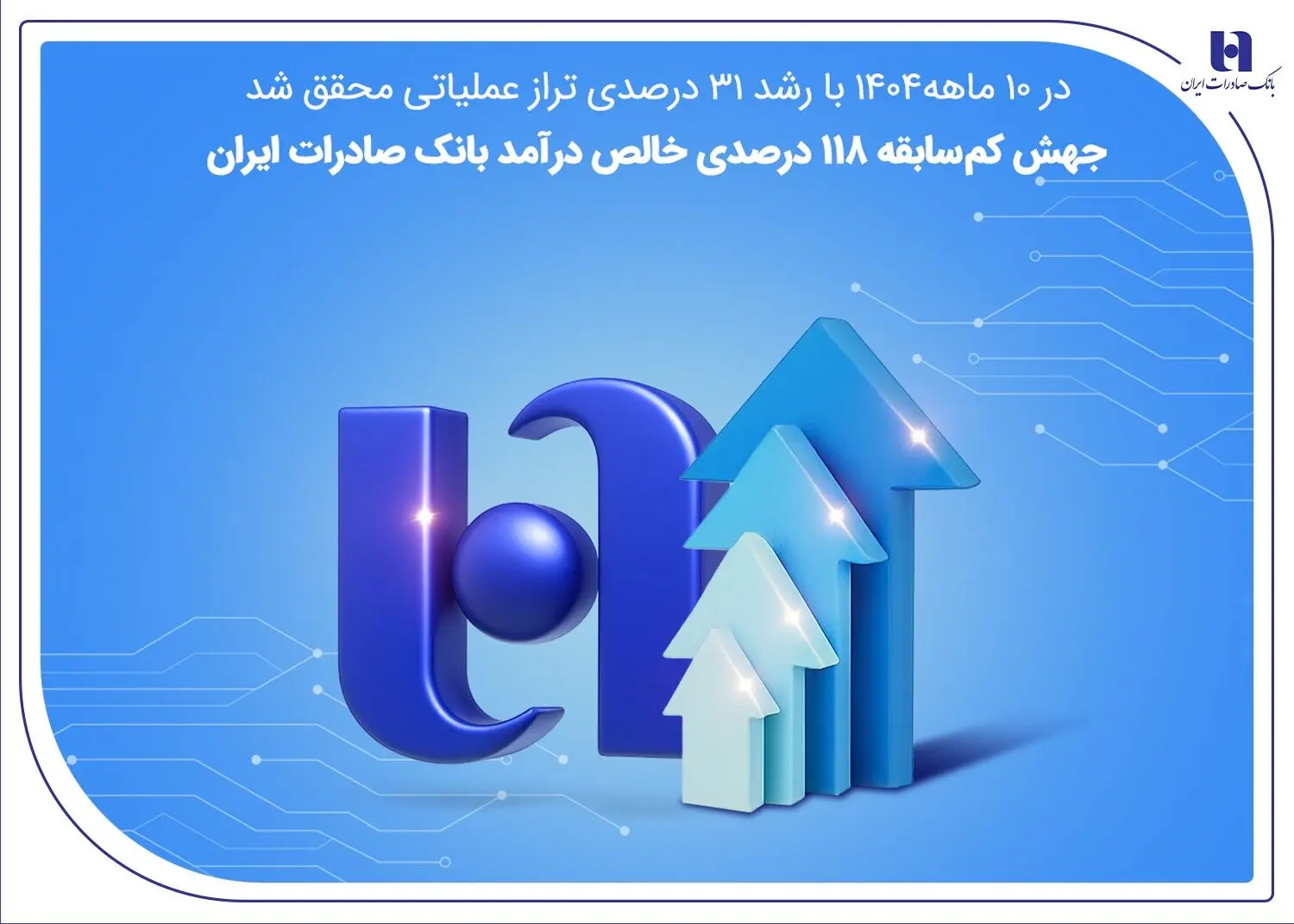 جهش کم‌سابقه ۱۱۸ درصدی خالص درآمد بانک صادرات ایران
