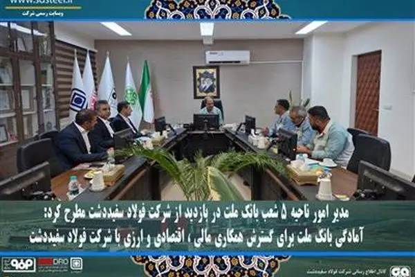 آمادگی بانک ملت برای گسترش همکاری مالی ، اقتصادی و ارزی با شرکت فولاد سفیددشت
