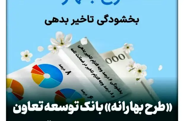 «طرح بهارانه» بانک توسعه تعاون برای بخشودگی جریمه اقساط
