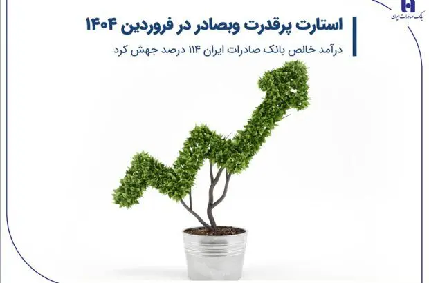 استارت پرقدرت وبصادر در فروردین ۱۴۰۴/ درآمد خالص بانک صادرات ایران ۱۱۴ درصد جهش کرد
