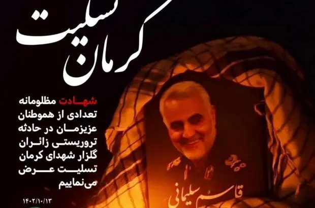 پیام تسلیت مدیرعامل اموال تملیکی در پی شهادت هموطنان در کرمان
