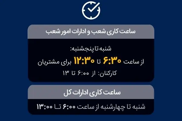 تغییر ساعت فعالیت واحدهای بانک ملی ایران به‌منظور مدیریت مصرف حامل‌های انرژی
