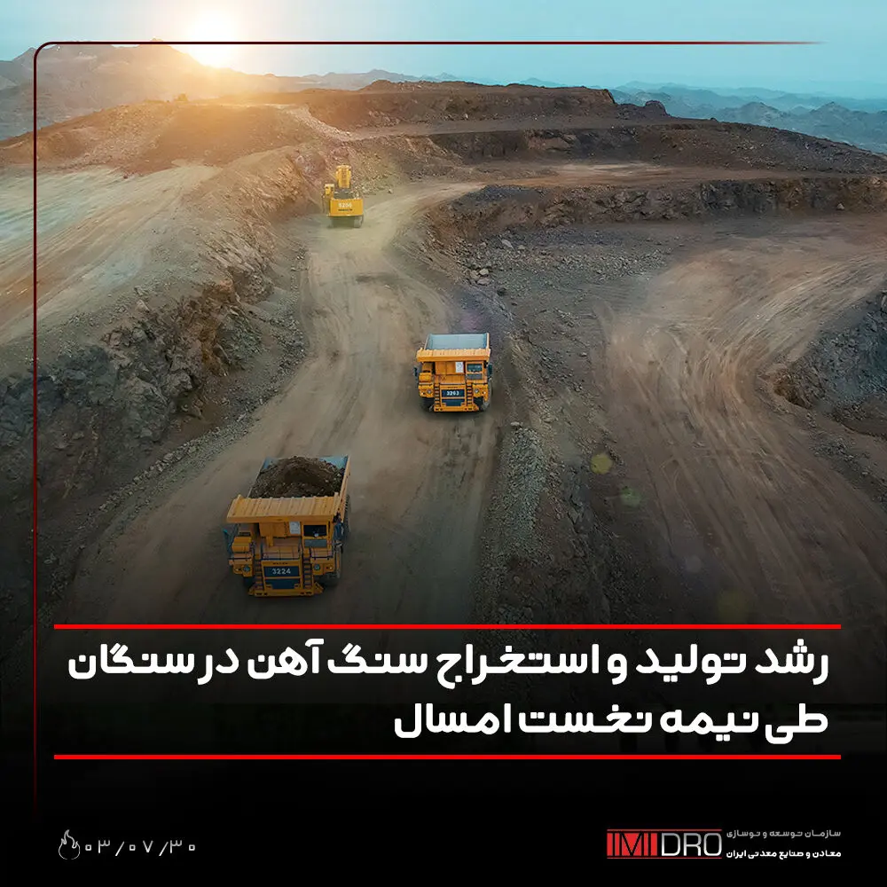 رشد تولید و استخراج سنگ آهن در سنگان طی نیمه نخست امسال
