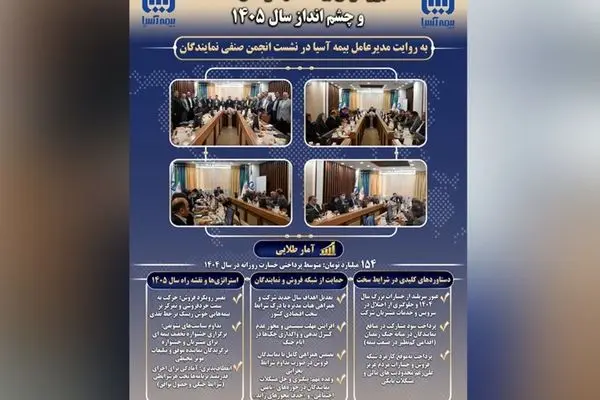 عبور موفق بیمه آسیا از سال ۱۴۰۴ و چشم انداز سال ۱۴۰۵به روایت مدیرعامل بیمه آسیا در نشست هیئت مدیره کانون انجمن صنفی نمایندگان

