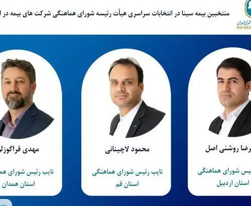 منتخبین بیمه سینا در هیئت رئیسه شورای هماهنگی بیمه استان‌ها
