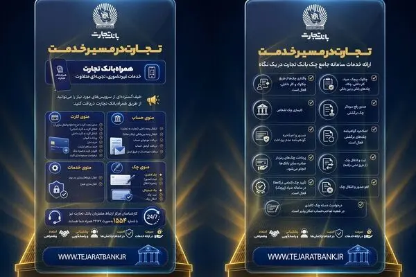 خدمات غیرحضوری، کارت و سامانه جامع چک بانک تجارت در دسترس مشتریان