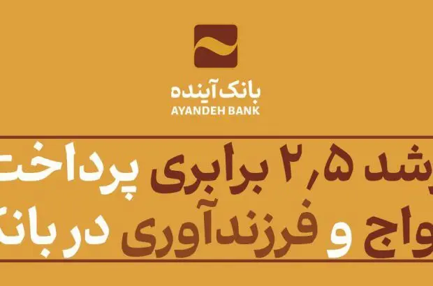 رشد ۲٫۵ برابری پرداخت وام ازدواج و فرزند‌آوری در بانک‌آینده
