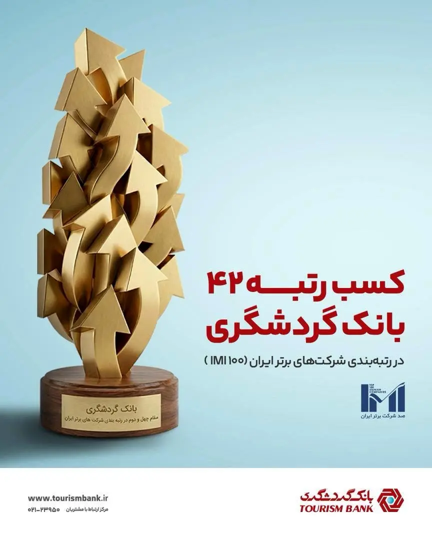 بانک گردشگری در جمع 50 شرکت برتر قرار گرفت

