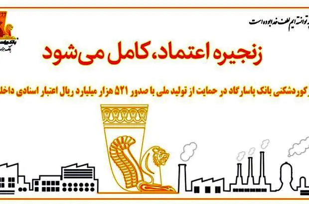 رکوردشکنی بانک پاسارگاد در حمایت از تولید ملی با صدور ۵۲۱ هزار میلیارد ریال اعتبار اسنادی داخلی
