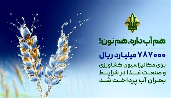 حمایت 787 هزار میلیارد ریالی بانک کشاورزی از بهینه سازی مصرف آب در صنایع غذایی
