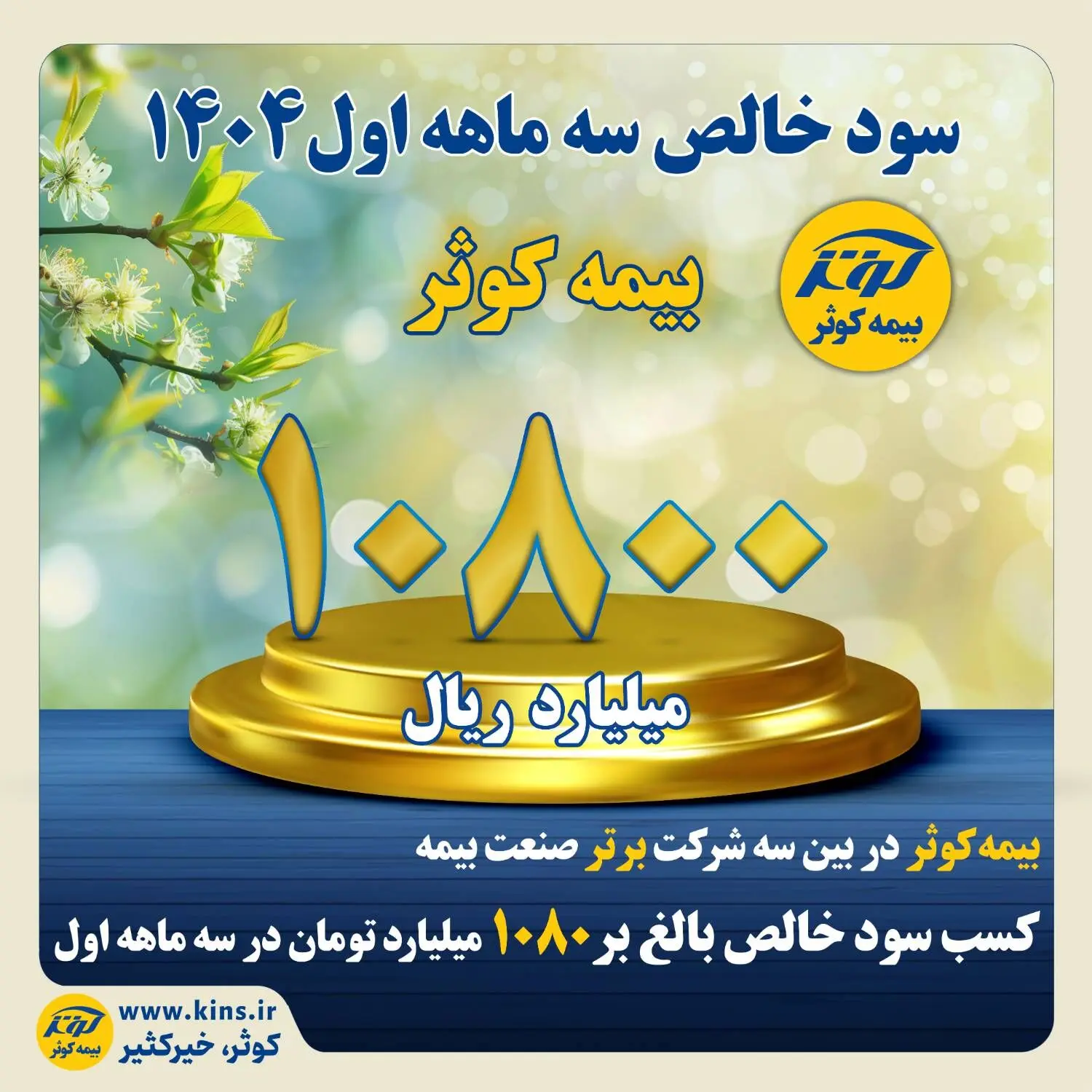 کسب سود خالص بالغ بر ۱۰۸۰ میلیارد تومان در سه ماهه اول
