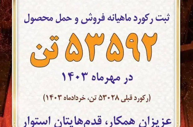 ثبت رکورد جدید ماهیانه فروش و حمل محصول در شرکت فولاد آلیاژی
