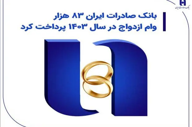 بانک صادرات ایران ۸۳ هزار وام ازدواج در سال ۱۴۰۳ پرداخت کرد
