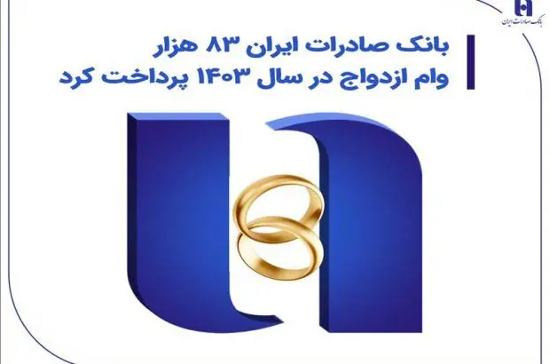 بانک صادرات ایران ۸۳ هزار وام ازدواج در سال ۱۴۰۳ پرداخت کرد
