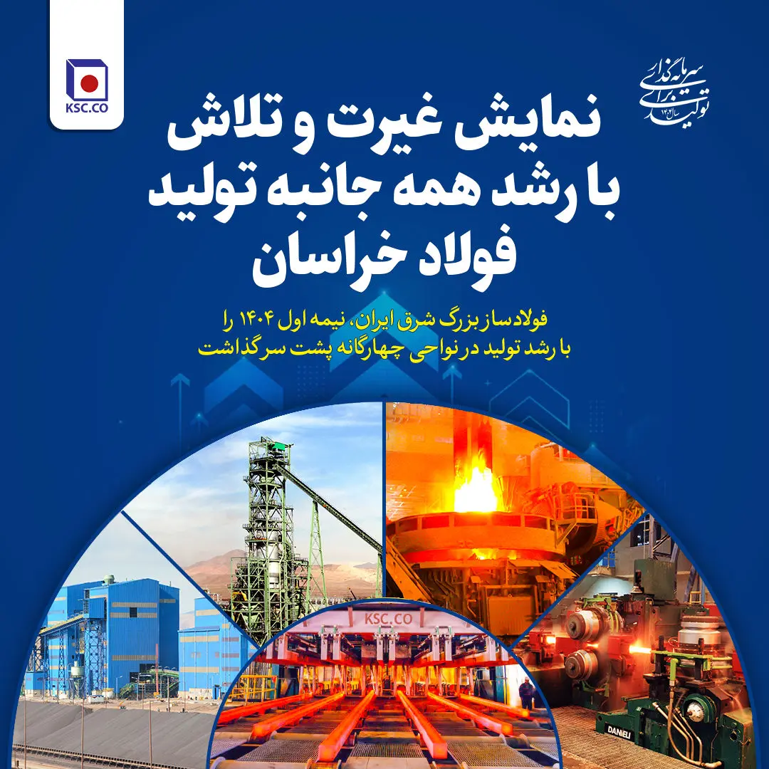 نمایش غیرت و تلاش با رشد همه جانبه تولید فولاد خراسان
