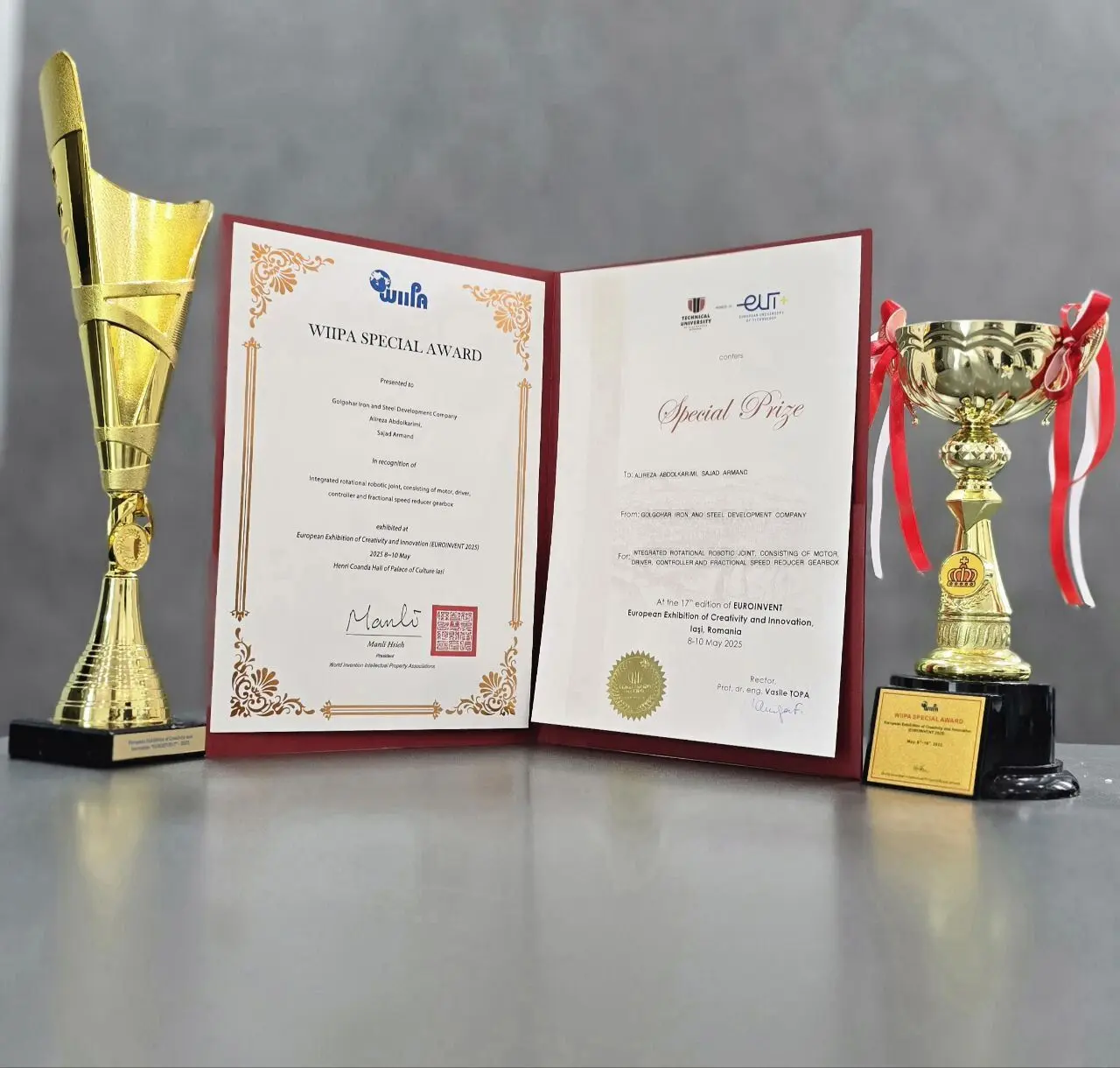 افتخارآفرینی شرکت توسعه آهن و فولاد گل‌گهر در جشنواره اختراعات رومانی
