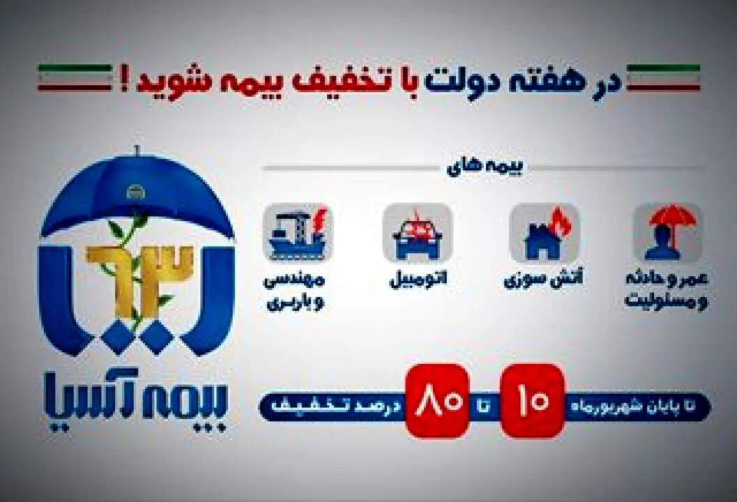 بیمه آسیا به مناسبت هفته دولت تخفیف می دهد