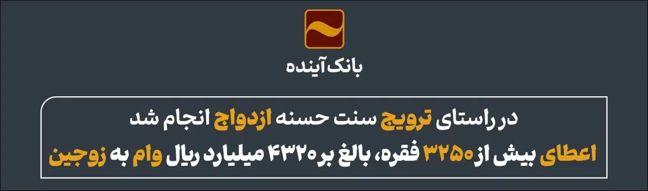 اعطای بیش از 3250 فقره، بالغ بر 4320 میلیارد ریال وام به زوجین