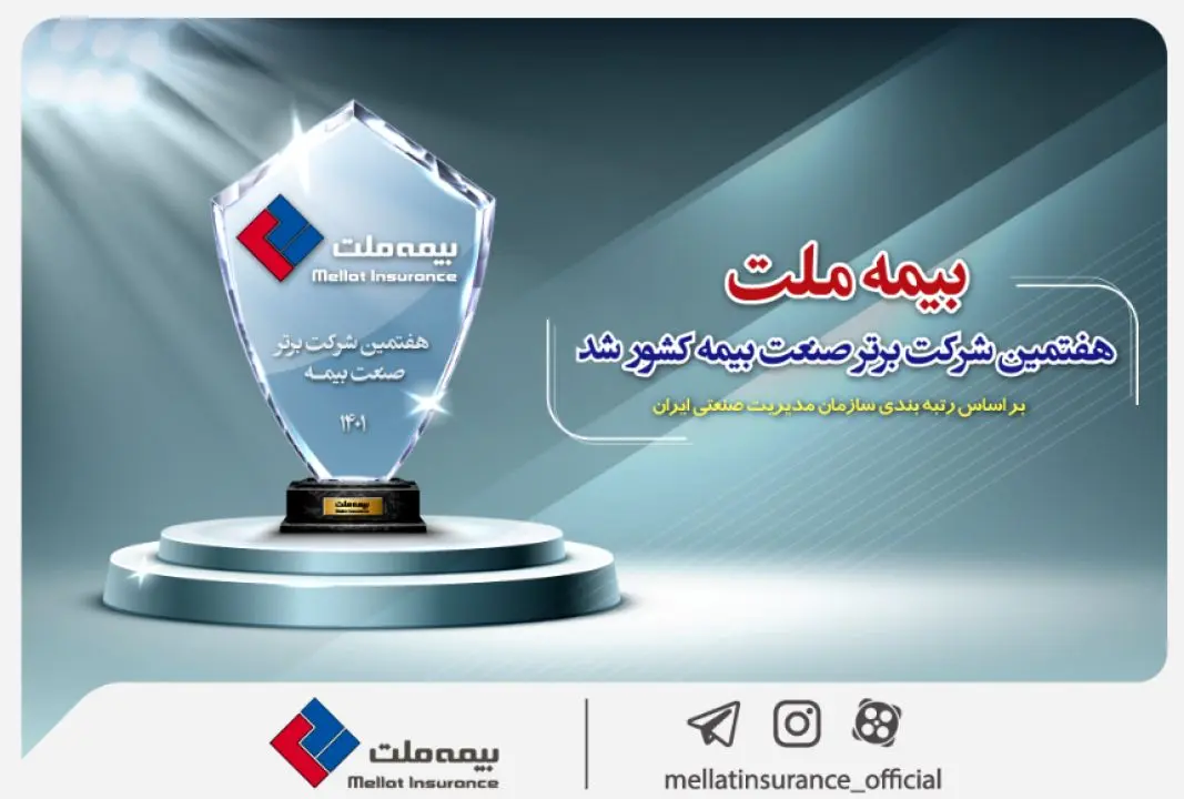 بیمه ملت هفتمین شرکت برتر صنعت بیمه کشور شد