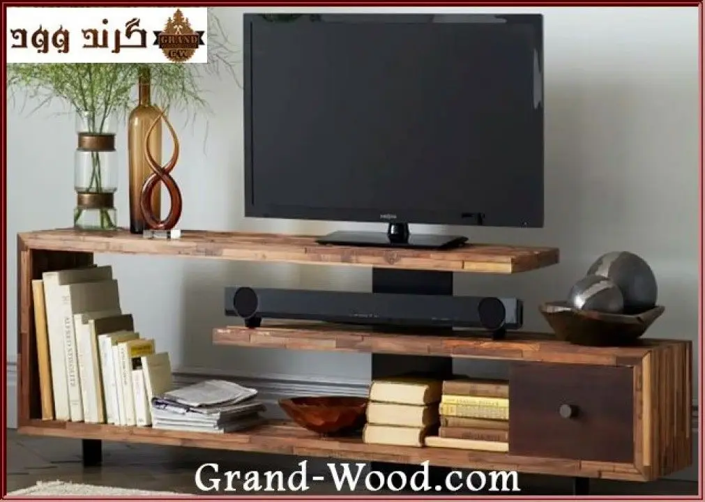 ساخت میز تلویزیون روستیک با چوب طبیعی در تولیدی گرند وود