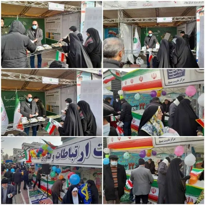 برپایی دو غرفه پست بانک ایران در مسیر راهپیمایی ۲۲ بهمن تهران به روایت تصویر
