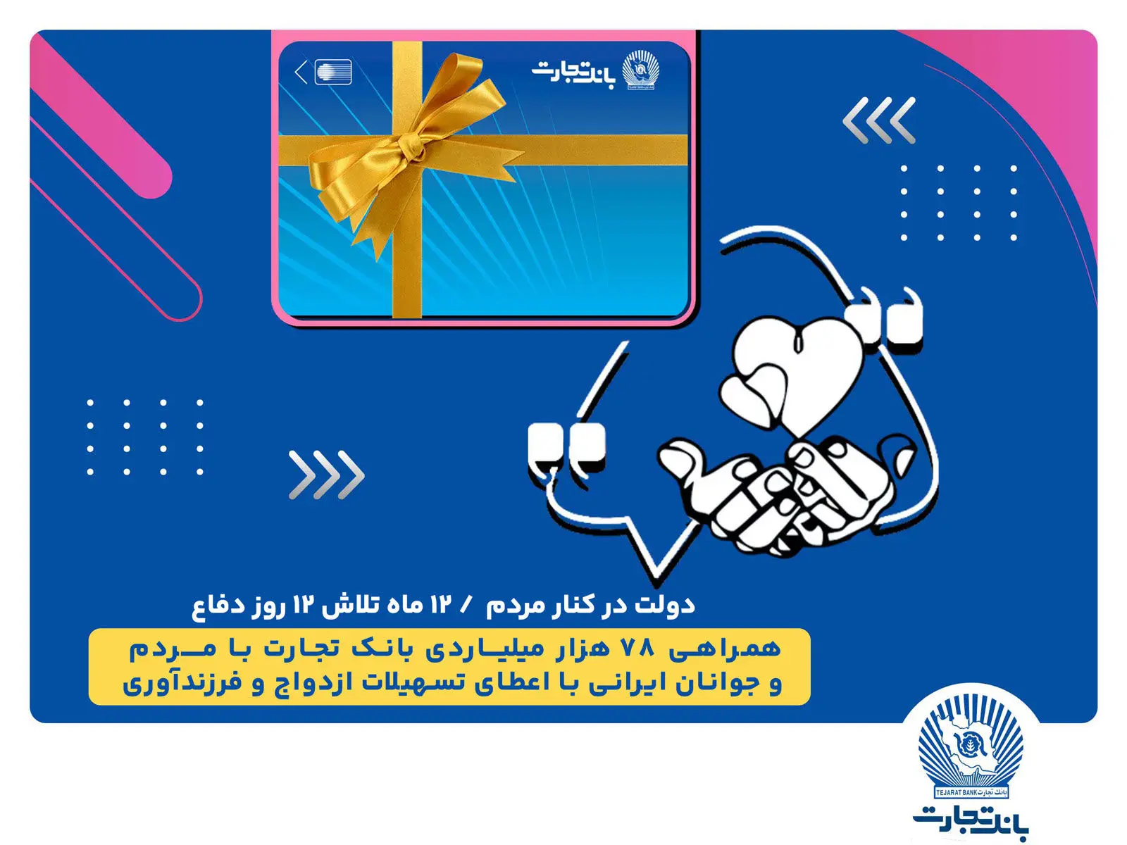 همراهی ۷۸ هزار میلیاردی بانک تجارت با مردم و جوانان ایرانی با اعطای تسهیلات ازدواج و فرزندآوری