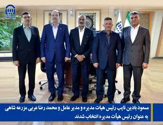مسعود بادین نایب رییس هیات مدیره و مدیرعامل و محمدرضا عربی مزرعه شاهی به عنوان رییس هیات مدیره بیمه آسیا انتخاب شدند
