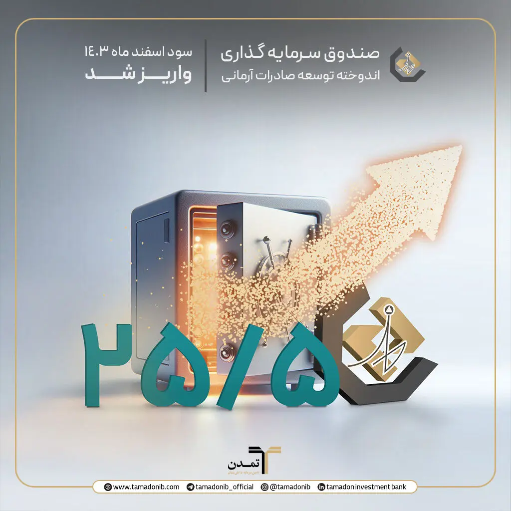  واریز سود دوره اسفند ماه ۱۴۰۳ صندوق اندوخته توسعه صادرات آرمانی
