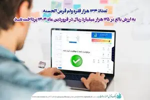 پرداخت ۱۳۴هزار فقره وام قرض الحسنه در فروردین ماه
