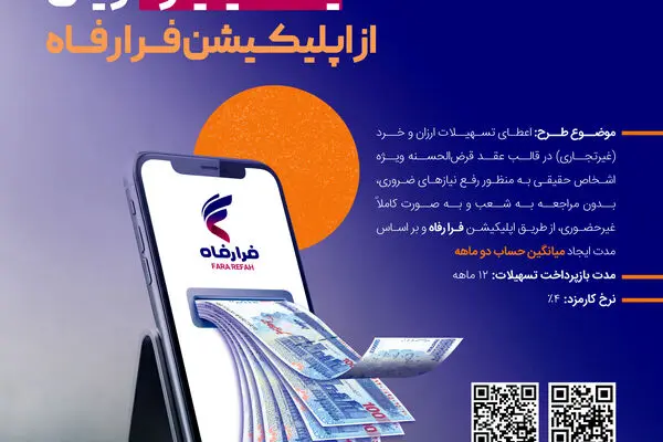 تسهیلات ۱۰۰ میلیون تومانی غیرحضوری در طرح افق ۲ بانک رفاه کارگران