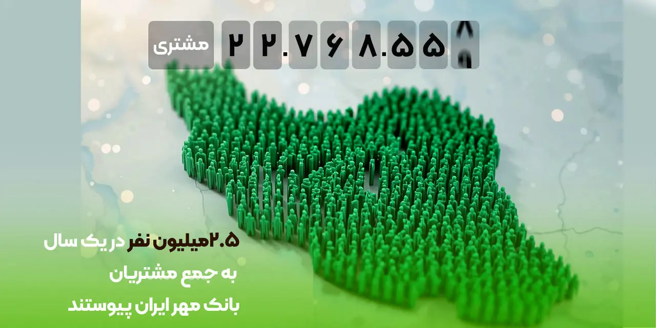 ۲.۵ میلیون نفر در یک سال به جمع مشتریان بانک مهر ایران پیوستند
