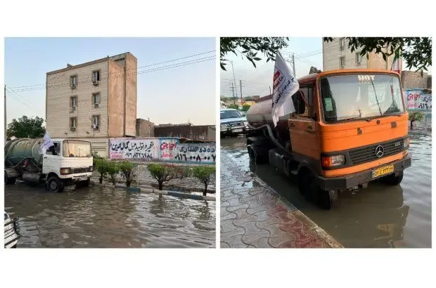 رفع بخشی از آبگرفتگی‌های اهواز با امکانات فولاد اکسین
