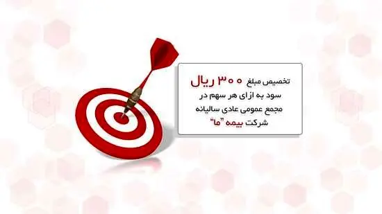 تخصیص مبلغ ۳۰۰ ریال سود به ازای هر سهم در مجمع عمومی عادی سالیانه شرکت بیمه ما
