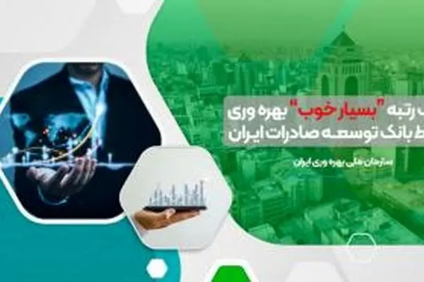 کسب رتبه “بسیار خوب” بهره وری توسط بانک توسعه صادرات ایران

