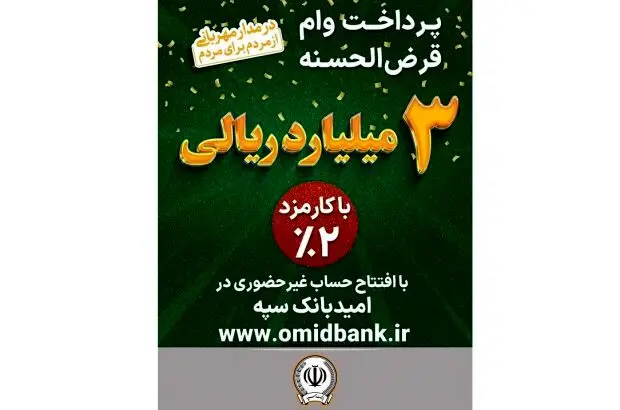 پرداخت ۳ میلیارد ریال وام قرض‌الحسنه با کارمزد ۲‌ درصد در بانک سپه
