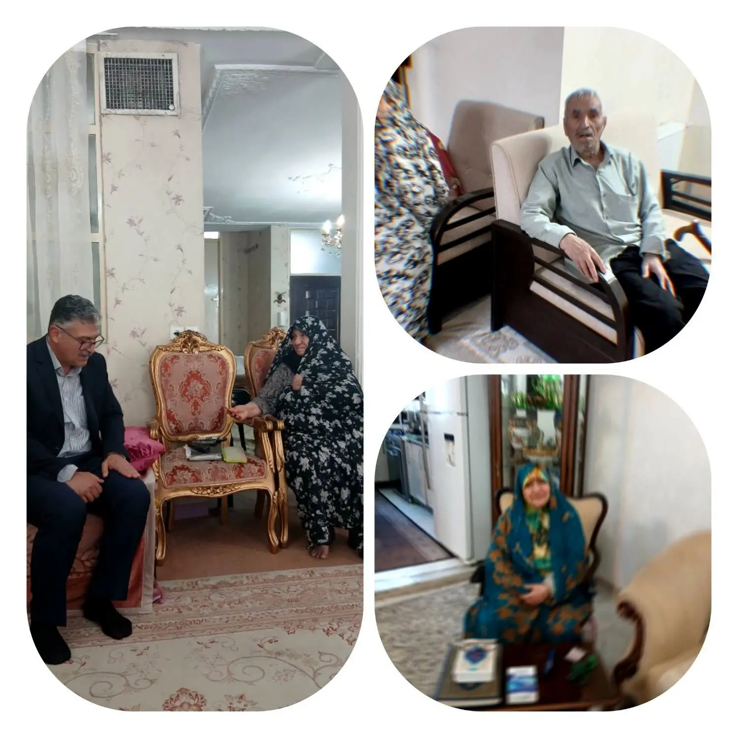 حضور مدیر شعبه تخصصی درمان در منزل سه تن از خانواده های شهدا 
