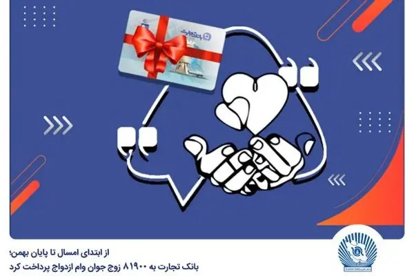 بانک تجارت به ۸۱۹۰۰ زوج جوان وام ازدواج پرداخت کرد
