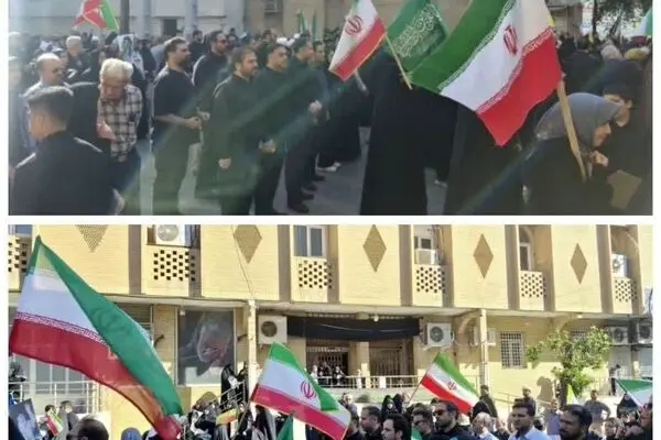 حضور کارکنان شرکت فولاد اکسین خوزستان در اجتماع مردم اهواز و بیعت با رهبر انقلاب
