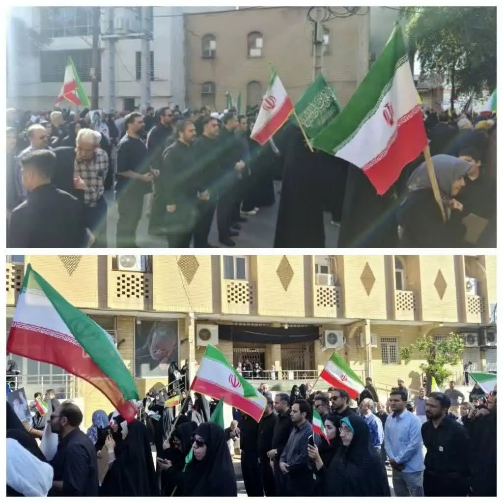 حضور کارکنان شرکت فولاد اکسین خوزستان در اجتماع مردم اهواز و بیعت با رهبر انقلاب
