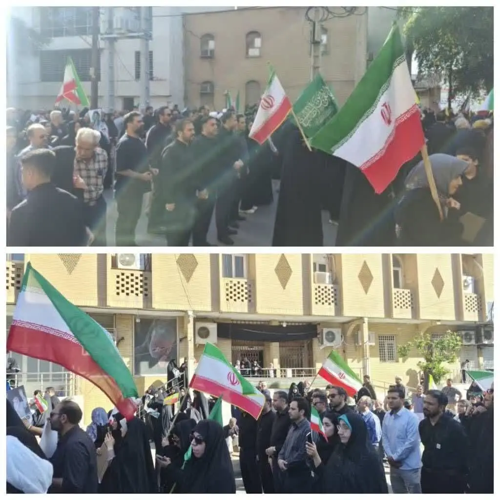 حضور کارکنان شرکت فولاد اکسین خوزستان در اجتماع مردم اهواز و بیعت با رهبر انقلاب
