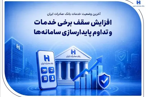 آخرین وضعیت خدمات بانک صادرات ایران / افزایش سقف برخی خدمات و تداوم پایدارسازی سامانه‌ها
