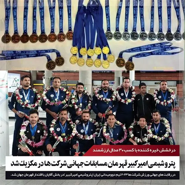 قهرمانی پتروشیمی امیرکبیر با کسب 30 مدال در مسابقات جهانی دوومیدانی شرکت‌ها در مکزیک

