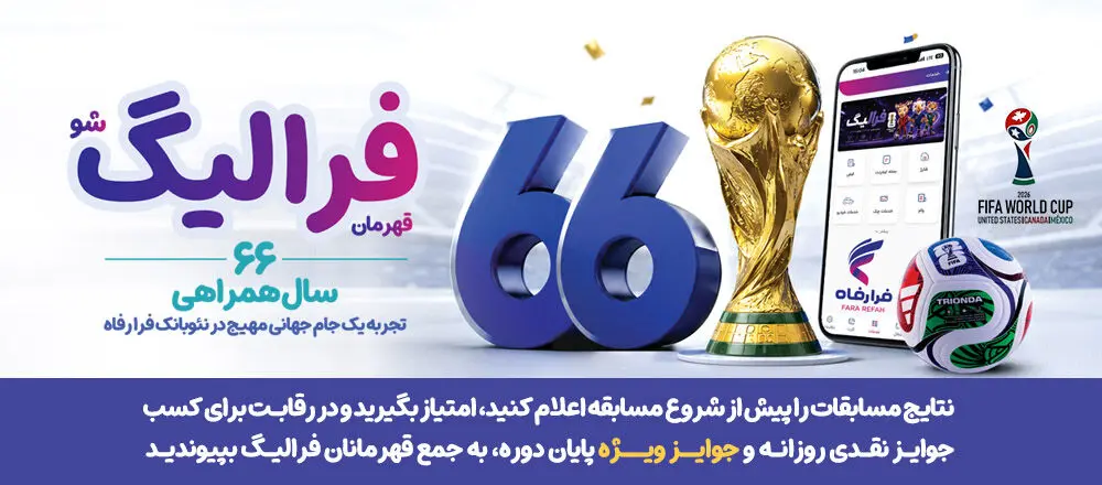 فهرست برندگان 30 خرداد ماه طرح «فرالیگ» بانک رفاه کارگران اعلام شد
