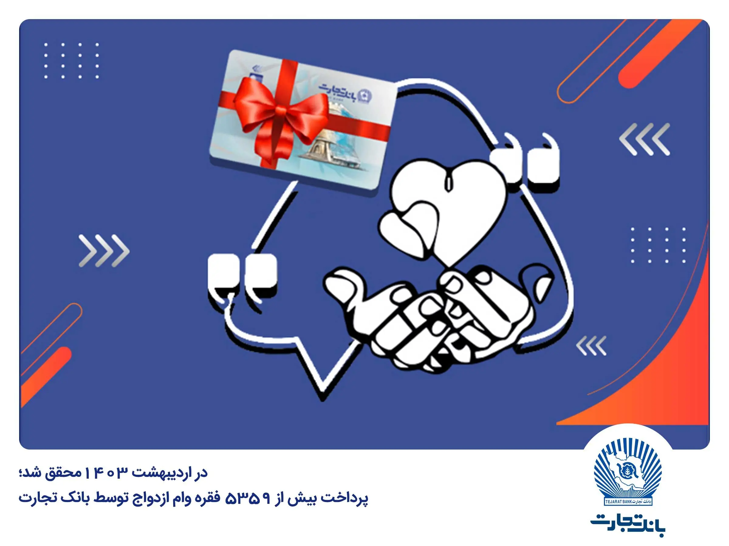پرداخت بیش از ۵۳۵۹ فقره وام ازدواج توسط بانک تجارت
