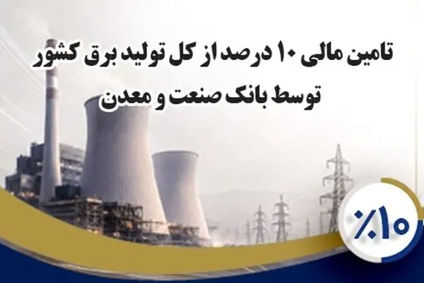 بانک صنعت و معدن 10 درصد از تولید برق کشور را تامین مالی کرده است
