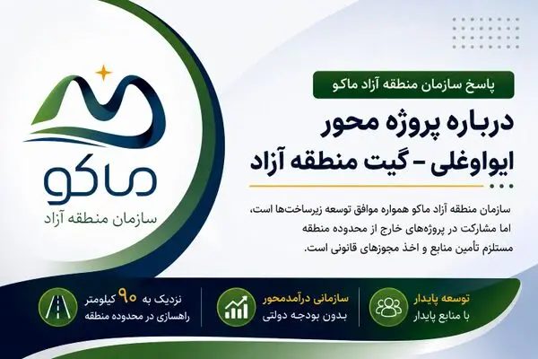  مشارکت در پروژه محور ایواوغلی ـ گیت مستلزم تأمین منابع و مجوزهای قانونی است

