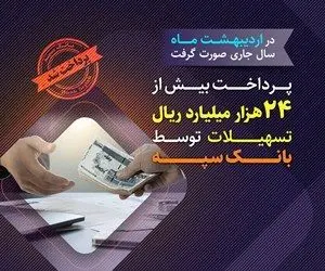 پرداخت بیش از ۲۴ هزار میلیارد ریال تسهیلات توسط بانک سپه