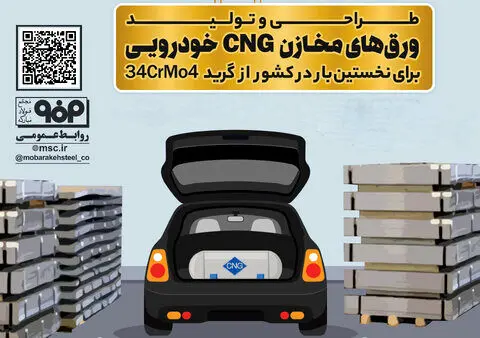 طراحی و تولید ورق‌های مخازن CNG خودرویی از گرید ۳۴CrMo۴ در فولادمبارکه
